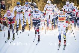 03.12.2017, Lillehammer, Norway (NOR): Teresa Stadlober (AUT), Heidi Weng (NOR), Charlotte Kalla (SWE), Marit Bjoergen (NOR), Stina Nilsson (SWE), Laura Mononen (FIN), (l-r)  - FIS world cup cross-country, skiathlon women, Lillehammer (NOR). www.nordicfocus.com. © Modica/NordicFocus. Every downloaded picture is fee-liable.