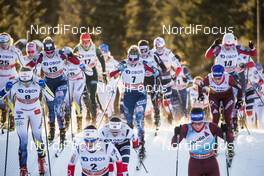 03.12.2017, Lillehammer, Norway (NOR): Sadie Bjornsen (USA), Jessica Diggins (USA), Stina Nilsson (SWE), Marit Bjoergen (NOR), (l-r)  - FIS world cup cross-country, skiathlon women, Lillehammer (NOR). www.nordicfocus.com. © Modica/NordicFocus. Every downloaded picture is fee-liable.