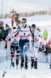 03.12.2017, Lillehammer, Norway (NOR): Marit Bjoergen (NOR), Jessica Diggins (USA), Stefanie Boehler (GER), (l-r)  - FIS world cup cross-country, skiathlon women, Lillehammer (NOR). www.nordicfocus.com. © Modica/NordicFocus. Every downloaded picture is fee-liable.