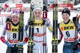 09.12.2017, Davos, Switzerland (SUI): Stina Nilsson (SWE), Maiken Caspersen Falla (NOR), Kikkan Randall (USA), (l-r) - FIS world cup cross-country, individual sprint, Davos (SUI). www.nordicfocus.com. © Modica/NordicFocus. Every downloaded picture is fee-liable.