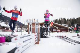 08.12.2017, Davos, Switzerland (SUI): Paal Golberg (NOR), Ingvild Flugstad Oestberg (NOR), (l-r)  - FIS world cup cross-country, training, Davos (SUI). www.nordicfocus.com. © Modica/NordicFocus. Every downloaded picture is fee-liable.