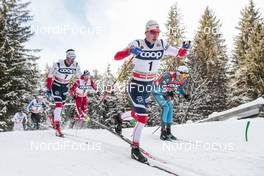 17.12.2017, Toblach, Italy (ITA): Hans Christer Holund (NOR), Simen Hegstad Krueger (NOR), Maurice Manificat (FRA), (l-r)  - FIS world cup cross-country, pursuit men, Toblach (ITA). www.nordicfocus.com. © Modica/NordicFocus. Every downloaded picture is fee-liable.