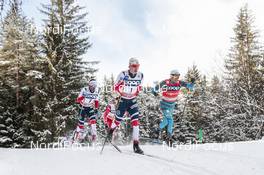 17.12.2017, Toblach, Italy (ITA): Hans Christer Holund (NOR), Simen Hegstad Krueger (NOR), Maurice Manificat (FRA), (l-r)  - FIS world cup cross-country, pursuit men, Toblach (ITA). www.nordicfocus.com. © Modica/NordicFocus. Every downloaded picture is fee-liable.