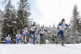17.12.2017, Toblach, Italy (ITA): Curdin Perl (SUI), Candide Pralong (SUI), Denis Volotka (KAZ), (l-r)  - FIS world cup cross-country, pursuit men, Toblach (ITA). www.nordicfocus.com. © Modica/NordicFocus. Every downloaded picture is fee-liable.