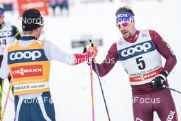 17.12.2017, Toblach, Italy (ITA): Johannes Hoesflot Klaebo (NOR), Sergey Ustiugov (RUS), (l-r)  - FIS world cup cross-country, pursuit men, Toblach (ITA). www.nordicfocus.com. © Modica/NordicFocus. Every downloaded picture is fee-liable.
