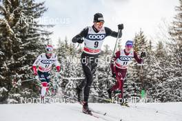 17.12.2017, Toblach, Italy (ITA): Sjur Roethe (NOR), Toni Livers (SUI), Denis Spitsov (RUS), (l-r)  - FIS world cup cross-country, pursuit men, Toblach (ITA). www.nordicfocus.com. © Modica/NordicFocus. Every downloaded picture is fee-liable.