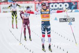 17.12.2017, Toblach, Italy (ITA): Alexey Poltoranin (KAZ), Sergey Ustiugov (RUS), Johannes Hoesflot Klaebo (NOR), (l-r)  - FIS world cup cross-country, pursuit men, Toblach (ITA). www.nordicfocus.com. © Modica/NordicFocus. Every downloaded picture is fee-liable.