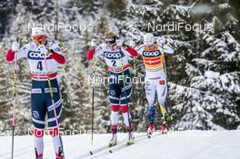 17.12.2017, Toblach, Italy (ITA): Astrid Uhrenholdt Jacobsen (NOR), Ragnhild Haga (NOR), Charlotte Kalla (SWE), (l-r)  - FIS world cup cross-country, pursuit women, Toblach (ITA). www.nordicfocus.com. © Modica/NordicFocus. Every downloaded picture is fee-liable.