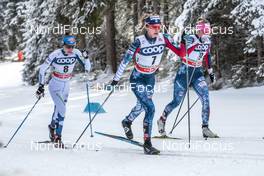 17.12.2017, Toblach, Italy (ITA): Jessica Diggins (USA), Kerttu Niskanen (FIN), Sadie Bjornsen (USA), (l-r)  - FIS world cup cross-country, pursuit women, Toblach (ITA). www.nordicfocus.com. © Modica/NordicFocus. Every downloaded picture is fee-liable.
