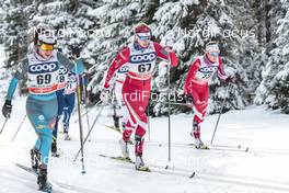 17.12.2017, Toblach, Italy (ITA): Laura Chamiot Maitral (FRA), Dahria Beatty (CAN), Katherine Stewart-Jones (CAN), (l-r)  - FIS world cup cross-country, pursuit women, Toblach (ITA). www.nordicfocus.com. © Modica/NordicFocus. Every downloaded picture is fee-liable.