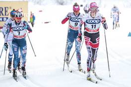 17.12.2017, Toblach, Italy (ITA): Jessica Diggins (USA), Teresa Stadlober (AUT), Sadie Bjornsen (USA), (l-r)  - FIS world cup cross-country, pursuit women, Toblach (ITA). www.nordicfocus.com. © Modica/NordicFocus. Every downloaded picture is fee-liable.