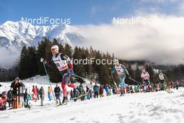 31.12.2017, Lenzerheide, Switzerland (SUI): Martin Johnsrud Sundby (NOR), Maurice Manificat (FRA), Sjur Roethe (NOR), (l-r)  - FIS world cup cross-country, tour de ski, 15km men, Lenzerheide (SUI). www.nordicfocus.com. © Modica/NordicFocus. Every downloaded picture is fee-liable.