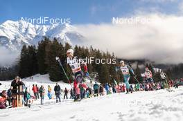31.12.2017, Lenzerheide, Switzerland (SUI): Martin Johnsrud Sundby (NOR), Maurice Manificat (FRA), Sjur Roethe (NOR), (l-r)  - FIS world cup cross-country, tour de ski, 15km men, Lenzerheide (SUI). www.nordicfocus.com. © Modica/NordicFocus. Every downloaded picture is fee-liable.