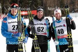 31.12.2017, Lenzerheide, Switzerland (SUI): Alexey Poltoranin (KAZ), Dario Cologna (SUI), Martin Johnsrud Sundby (NOR), (l-r)  - FIS world cup cross-country, tour de ski, 15km men, Lenzerheide (SUI). www.nordicfocus.com. © Modica/NordicFocus. Every downloaded picture is fee-liable.