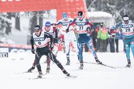 30.12.2017, Lenzerheide, Switzerland (SUI): Jovian Hediger (SUI), Erik Bjornsen (USA), Richard Jouve (FRA), (l-r)  - FIS world cup cross-country, tour de ski, individual sprint, Lenzerheide (SUI). www.nordicfocus.com. © Modica/NordicFocus. Every downloaded picture is fee-liable.