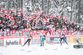 30.12.2017, Lenzerheide, Switzerland (SUI): Roman Schaad (SUI), Lucas Chanavat (FRA), Dario Cologna (SUI), (l-r)  - FIS world cup cross-country, tour de ski, individual sprint, Lenzerheide (SUI). www.nordicfocus.com. © Modica/NordicFocus. Every downloaded picture is fee-liable.