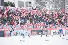 30.12.2017, Lenzerheide, Switzerland (SUI): Sadie Bjornsen (USA), Mari Laukkanen (FIN), Silje Oeyre Slind (NOR), (l-r)  - FIS world cup cross-country, tour de ski, individual sprint, Lenzerheide (SUI). www.nordicfocus.com. © Modica/NordicFocus. Every downloaded picture is fee-liable.
