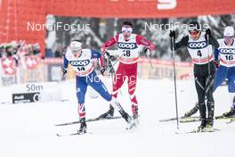 30.12.2017, Lenzerheide, Switzerland (SUI): Andrew Musgrave (GBR), Alex Harvey (CAN), Roman Furger (SUI), (l-r)  - FIS world cup cross-country, tour de ski, individual sprint, Lenzerheide (SUI). www.nordicfocus.com. © Modica/NordicFocus. Every downloaded picture is fee-liable.
