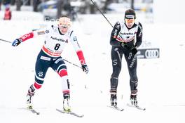 30.12.2017, Lenzerheide, Switzerland (SUI): Maiken Caspersen Falla (NOR), Laurien Van Der Graaff (SUI), (l-r)  - FIS world cup cross-country, tour de ski, individual sprint, Lenzerheide (SUI). www.nordicfocus.com. © Modica/NordicFocus. Every downloaded picture is fee-liable.