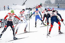 13.01.2017, Val di Fiemme, Italy (ITA): Franz-Josef Rehrl (AUT), Eero Hirvonen (FIN), Kristjan Ilves (EST), Aguri Shimizu (JPN), Hideaki Nagai (JPN), Magnus H. Moan (NOR), (l-r)  - FIS world cup nordic combined, individual gundersen HS134/10km, Val di Fiemme (ITA). www.nordicfocus.com. © Bragotto/NordicFocus. Every downloaded picture is fee-liable.