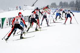 13.01.2017, Val di Fiemme, Italy (ITA): Yoshito Watabe (JPN), Johannes Rydzek (GER), Joergen Graabak (NOR), Franz-Josef Rehrl (AUT), Eero Hirvonen (FIN), Kristjan Ilves (EST), Bjoern Kircheisen (GER), Magnus H. Moan (NOR), (l-r)  - FIS world cup nordic combined, individual gundersen HS134/10km, Val di Fiemme (ITA). www.nordicfocus.com. © Bragotto/NordicFocus. Every downloaded picture is fee-liable.