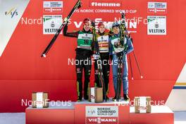 15.01.2017, Val di Fiemme, Italy (ITA): Johannes Rydzek (GER), Eric Frenzel (GER), Akito Watabe (JPN), (l-r) - FIS world cup nordic combined, individual gundersen HS134/10km, Val di Fiemme (ITA). www.nordicfocus.com. © Bragotto/NordicFocus. Every downloaded picture is fee-liable.