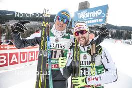14.01.2017, Val di Fiemme, Italy (ITA): Samuel Costa (ITA), Alessandro Pittin (ITA), (l-r)  - FIS world cup nordic combined, team sprint HS134/2x7.5km, Val di Fiemme (ITA). www.nordicfocus.com. © Modica/NordicFocus. Every downloaded picture is fee-liable.