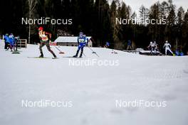 14.01.2017, Val di Fiemme, Italy (ITA): Espen Andersen (NOR), Kail Piho (EST), (l-r)  - FIS world cup nordic combined, team sprint HS134/2x7.5km, Val di Fiemme (ITA). www.nordicfocus.com. © Bragotto/NordicFocus. Every downloaded picture is fee-liable.