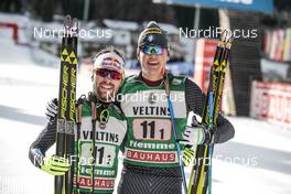 14.01.2017, Val di Fiemme, Italy (ITA): Alessandro Pittin (ITA), Samuel Costa (ITA), (l-r)  - FIS world cup nordic combined, team sprint HS134/2x7.5km, Val di Fiemme (ITA). www.nordicfocus.com. © Modica/NordicFocus. Every downloaded picture is fee-liable.