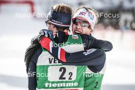 14.01.2017, Val di Fiemme, Italy (ITA): Espen Andersen (NOR), Joergen Graabak (NOR), (l-r)  - FIS world cup nordic combined, team sprint HS134/2x7.5km, Val di Fiemme (ITA). www.nordicfocus.com. © Modica/NordicFocus. Every downloaded picture is fee-liable.