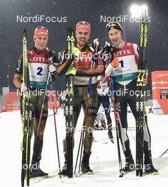 05.02.2017, Pyeong Chang, Korea (KOR): Eric Frenzel (GER), Johannes Rydzek (GER), Mario Seidl (AUT), l-r - FIS world cup nordic combined, individual gundersen HS140/10km, Pyeong Chang (KOR). www.nordicfocus.com. © Tegethof/NordicFocus. Every downloaded picture is fee-liable.