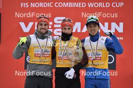 19.03.2017, Schonach, Germany (GER): Johannes Rydzek (GER), Eric Frenzel (GER), Akito Watabe (JPN), (l-r) - FIS world cup nordic combined, cups, Schonach (GER). www.nordicfocus.com. © Thibaut/NordicFocus. Every downloaded picture is fee-liable.