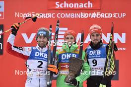 18.03.2017, Schonach, Germany (GER): Wilhelm Denifl (AUT), Eric Frenzel (GER), Johannes Rydzek (GER), (l-r) - FIS world cup nordic combined, individual gundersen HS106/10km, Schonach (GER). www.nordicfocus.com. © Thibaut/NordicFocus. Every downloaded picture is fee-liable.