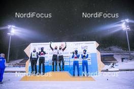 03.03.2017, Lahti, Finland (FIN): Krog Magnus (NOR), Hovdal Moan Magnus (NOR), Frenzel Eric (GER), Rydzek Johannes (GER), Watabe Yoshito (JPN), Watabe Akito (JPN), (l-r) - FIS nordic world ski championships, nordic combined, team sprint HS130/2x7.5km, Lahti (FIN). www.nordicfocus.com. © Modica/NordicFocus. Every downloaded picture is fee-liable.