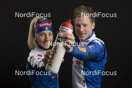 25.11.2017, Oestersund, Sweden, (SWE): Federica Sanfilippo (ITA), Lukas Hofer (ITA), (l-r) - IBU world cup biathlon, photoshooting, Oestersund (SWE). www.nordicfocus.com. © Manzoni/NordicFocus. Every downloaded picture is fee-liable.