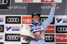 04.01.2017, Innsbruck, Austria (AUT): Noriaki Kasai (JPN) is honored for his 100th event at the four hills tournament - FIS world cup ski jumping, four hills tournament, individual HS130, Innsbruck (AUT). www.nordicfocus.com. © Rauschendorfer/NordicFocus. Every downloaded picture is fee-liable.