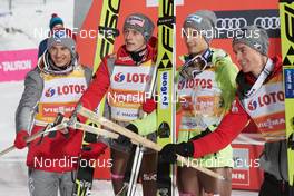 21.01.2017, Zakopane, Poland (POL): Kamil Stoch (POL), Dawid Kubacki (POL), Maciej Kot (POL), Piotr Zyla (POL), (l-r) - FIS world cup ski jumping, team HS140, Zakopane (POL). www.nordicfocus.com. © Rauschendorfer/NordicFocus. Every downloaded picture is fee-liable.