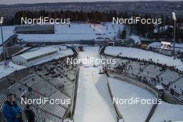 10.03.2017, Oslo, Norway (NOR): Event Feature: Overview from the Jumping Hill to the grand stands - FIS world cup ski jumping, qualification, Oslo (NOR). www.nordicfocus.com. © Manzoni/NordicFocus. Every downloaded picture is fee-liable.