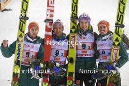 25.11.2017, Ruka, Finland (FIN): Markus Eisenbichler (GER), Pius Paschke (GER), Andreas Wellinger (GER), Richard Freitag (GER), (l-r) - FIS world cup ski jumping, team HS142, Ruka (FIN). www.nordicfocus.com. © Rauschendorfer/NordicFocus. Every downloaded picture is fee-liable.