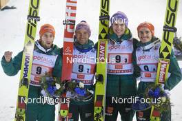 25.11.2017, Ruka, Finland (FIN): Markus Eisenbichler (GER), Pius Paschke (GER), Andreas Wellinger (GER), Richard Freitag (GER), (l-r) - FIS world cup ski jumping, team HS142, Ruka (FIN). www.nordicfocus.com. © Rauschendorfer/NordicFocus. Every downloaded picture is fee-liable.