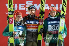 01.12.2017, Lillehammer, Norway (NOR): Katharina Althaus (GER), Maren Lundby (NOR), Carina Vogt (GER), (l-r) - FIS world cup ski jumping ladies, individual HS100, Lillehammer (NOR). www.nordicfocus.com. © Rauschendorfer/NordicFocus. Every downloaded picture is fee-liable.