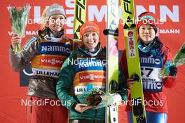 02.12.2017, Lillehammer, Norway (NOR): Maren Lundby (NOR), Katharina Althaus (GER), Yuki Ito (JPN), (l-r) - FIS world cup ski jumping ladies, individual HS100, Lillehammer (NOR). www.nordicfocus.com. © Rauschendorfer/NordicFocus. Every downloaded picture is fee-liable.