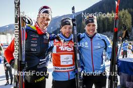 22.01.2017, Lienz, Austria (AUT): Candide Pralong (FRA), Ivan Perrilat-Boiteux (FRA), Loic Guigonnet (FRA), (l-r) - FIS Marathon Cup Dolomitenlauf, Lienz (AUT). www.nordicfocus.com. © Bragotto/NordicFocus. Every downloaded picture is fee-liable.