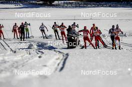 22.01.2017, Lienz, Austria (AUT): Candide Pralong (FRA), Bastien Poirrier (FRA), Benoit Chauvet (FRA), Imanol Rojo (ESP), (l-r)  - FIS Marathon Cup Dolomitenlauf, Lienz (AUT). www.nordicfocus.com. © Bragotto/NordicFocus. Every downloaded picture is fee-liable.