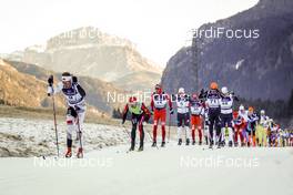 29.01.2017, Molina di Fiemme, Italy (ITA): Simen Haakon Oestensen (NOR), Candide Pralong (SUI), Jerry Ahrlin (SWE), Bastien Poirrier (FRA), Simen Engebretsen Nordli (NOR), Rikard Tynell (SWE), (l-r)  - Ski Classics and FIS Marathon Cup Marcialonga, Molina di Fiemme (ITA). www.nordicfocus.com. © Bragotto/NordicFocus. Every downloaded picture is fee-liable.