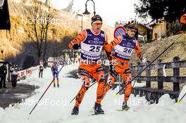 29.01.2017, Molina di Fiemme, Italy (ITA): Anders Moelmen Hoest (NOR), Kjetil Hagtvedt Dammen (NOR), (l-r)  - Ski Classics and FIS Marathon Cup Marcialonga, Molina di Fiemme (ITA). www.nordicfocus.com. © Bragotto/NordicFocus. Every downloaded picture is fee-liable.