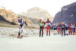 29.01.2017, Molina di Fiemme, Italy (ITA): Simen Haakon Oestensen (NOR), Candide Pralong (SUI), Jerry Ahrlin (SWE), Bastien Poirrier (FRA), Simen Engebretsen Nordli (NOR), Rikard Tynell (SWE), (l-r)  - Ski Classics and FIS Marathon Cup Marcialonga, Molina di Fiemme (ITA). www.nordicfocus.com. © Bragotto/NordicFocus. Every downloaded picture is fee-liable.