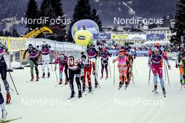 29.01.2017, Molina di Fiemme, Italy (ITA): Klara Moravcova, Nicole Donzallaz, Aurelie Dabudyk (FRA), Heli Heiskanen, (l-r)  - Ski Classics and FIS Marathon Cup Marcialonga, Molina di Fiemme (ITA). www.nordicfocus.com. © Bragotto/NordicFocus. Every downloaded picture is fee-liable.