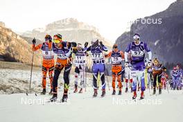 29.01.2017, Molina di Fiemme, Italy (ITA): Petter Eliassen (NOR), Petr Novak (CZE), Oeystein Pettersen (NOR), Anders Moelmen Hoest (NOR), Klas Nilsson (SWE), (l-r)  - Ski Classics and FIS Marathon Cup Marcialonga, Molina di Fiemme (ITA). www.nordicfocus.com. © Bragotto/NordicFocus. Every downloaded picture is fee-liable.