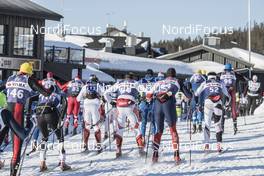 08.04.2017, Levi, Finland (FIN): Event Feature: The men pass the Yllaesjaervi Ski resort after the start - Visma Ski Classics Yllaes-Levi, Levi (FIN). www.nordicfocus.com. © Manzoni/NordicFocus. Every downloaded picture is fee-liable.